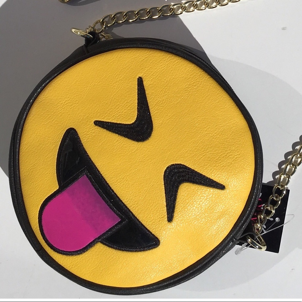 Emoji Yellow Black & Pink Crossbody Handbag NWT